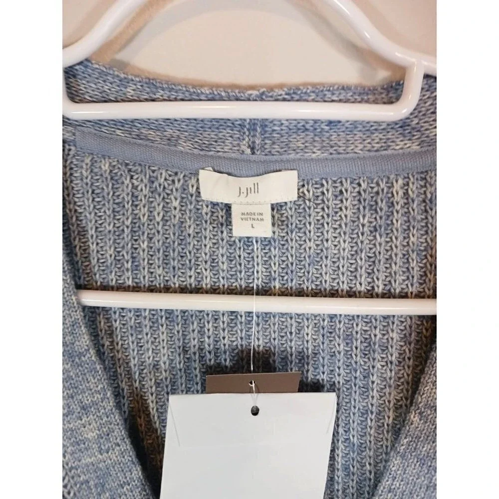 J. Jill NWT Oversized Longline Cotton Blend Cardigan Blue Women's Large - Picture 3 of 4